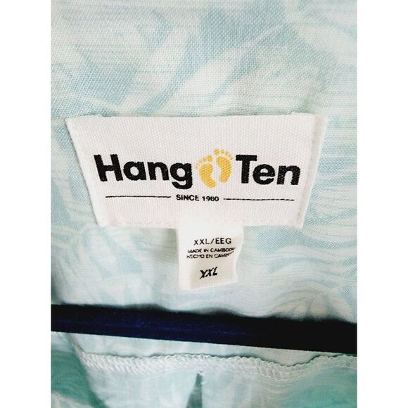 Hang 10 Men's XXL Vintage Hawaiian  Button Board Shirt‎ Surfer Mint Green &White - Picture 4 of 7